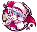  bad_id bad_pixiv_id bat_wings blue_hair character_name fang gloves hat kazukura red_eyes remilia_scarlet short_hair solo touhou white_gloves wings 