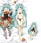  aqua_eyes aqua_hair bra candy candy_cane dakimakura detached_sleeves fangs food gyaza halloween hatsune_miku highres jack-o'-lantern long_hair lying multiple_views navel on_back open_mouth panties resizing_artifacts side-tie_panties skirt striped striped_legwear thigh_gap thighhighs twintails underwear underwear_only very_long_hair vocaloid watermark 