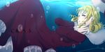  blonde_hair capelet dress drill_hair elly frills hat highres kuroha_shinmi looking_at_viewer solo touhou touhou_(pc-98) underwater yellow_eyes 