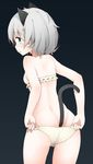  animal_ears ass bad_id bad_pixiv_id black_background blush bra cat_ears cat_tail green_eyes highres kinakomoti looking_at_viewer panties sanya_v_litvyak short_hair side-tie_panties silver_hair simple_background solo strike_witches tail underwear underwear_only white_bra white_panties world_witches_series 