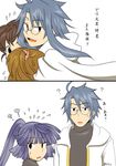  4girls ? akatsuki_(log_horizon) brown_hair cape comic genderswap glasses isuzu_(log_horizon) kiyuma_shidehi log_horizon long_hair minori_(log_horizon) multiple_girls ponytail roe2 shiroe short_hair translated 