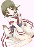  animal_ears arm_support barefoot dated dog_ears dog_tail eruruw hair_ornament hand_on_thigh layered_sleeves nagian o-ring side_slit smile solo tail utawareru_mono 