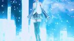  1girl animated animated_gif bare_shoulders blue_hair detached_sleeves hatsune_miku long_hair lowres necktie nomura_tetsuya realistic sleeveless thighhighs tie twintails very_long_hair vocaloid 