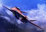  airplane canards cloud english fire_valkyrie flying jet macross macross_7 mecha no_humans realistic science_fiction taedu variable_fighter 
