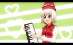  alternate_hair_color anime_coloring bad_id bad_pixiv_id hat heart instrument keyboard_(instrument) letterboxed lyrica_prismriver mikomiko_(mikomikosu) open_mouth shooting_star short_hair smile solo touhou upper_body white_hair 
