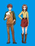  1girl bag belt brown_hair digimon digimon_adventure izumi_koushirou jewelry long_hair mimxxpk necklace short_hair skirt tachikawa_mimi 