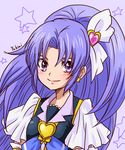  artist_name bad_id bad_pixiv_id blush closed_mouth cure_fortune earrings eyelashes hair_ornament happinesscharge_precure! happy highres hikawa_iona jewelry long_hair looking_at_viewer magical_girl ponytail precure purple purple_background purple_eyes purple_hair shirt sketch smile solo star star_earrings upper_body vest wide_ponytail yukimi_(kurumi-no-naruki) 