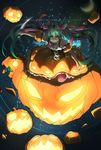  aqua_eyes aqua_hair bad_id bad_pixiv_id halloween hatsune_miku jack-o'-lantern knife long_hair looking_at_viewer mio_(jian_wei) moon skirt smile solo twintails very_long_hair vocaloid 