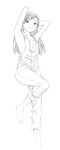  barefoot long_hair monochrome naked_overalls original overalls sketch solo traditional_media yoshitomi_akihito 