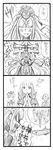  3girls 4koma :&lt; :d aoki_hagane_no_arpeggio bbb_(friskuser) bowing clapping comic facial_mark greyscale highres i-401_(aoki_hagane_no_arpeggio) iona kashihara_kyouhei kongou_(aoki_hagane_no_arpeggio) monochrome multiple_boys multiple_girls open_mouth oribe_sou smile torii translated v-shaped_eyebrows 