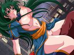  1girl areolae artist_request blush bouncing_breasts breasts erect_nipples fire_emblem fire_emblem:_rekka_no_ken green_eyes green_hair large_breasts long_hair lyndis_(fire_emblem) nintendo nipples pointy_breasts ponytail puffy_nipples pussy 