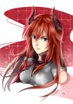  armor blue_eyes borrowed_character breasts erica_(acerailgun) hair_between_eyes horns long_hair medium_breasts original red_hair sidelocks solo upper_body zaphylla 