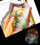  2boys alfred_izuruha artist_request baseball_cap bernard_wiseman blonde_hair blue_eyes gundam gundam_0080 hat kyoukou_aaresu military military_uniform multiple_boys picture_frame salute uniform 