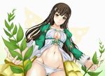  amagi_brilliant_park breasts brown_eyes brown_hair cleavage koborii_(amaburi) large_breasts long_hair navel nonoririn panties solo underwear 