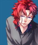  earrings jewelry jojo_no_kimyou_na_bouken kakyouin_noriaki male_focus purple_eyes red_hair scar solo sweater tokiwa_(kissusa) 