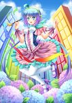  :d aoki_lapis art_brush blue_eyes blue_hair frills hairband highres holding long_hair looking_at_viewer mary_janes open_mouth paintbrush pantyhose shoes smile solo twintails villyane vocaloid white_legwear 