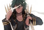  bandages green_hair hatutaro kill_la_kill male_focus sanageyama_uzu scar shinai solo spikes sword uniform weapon 