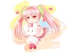  :d cherry chibi detached_sleeves doll_hug food fruit hair_ornament hatsune_miku long_hair looking_at_viewer necktie open_mouth pleated_skirt sakura_miku skirt smile solo stuffed_animal stuffed_bunny stuffed_toy transparent_background twintails villyane vocaloid 