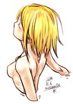  back blonde_hair breasts closed_eyes highres kotoba_noriaki medium_breasts nude original sketch solo upper_body 