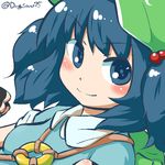  backpack bad_id bad_pixiv_id bag blue_eyes blue_hair hair_bobbles hair_ornament hat inunoko. kawashiro_nitori key short_hair smile solo touhou two_side_up 