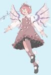  blouse dress frilled_dress frills full_body mary_janes md5_mismatch mefomefo musical_note mystia_lorelei pink_hair shoes short_hair touhou winged_hat winged_shoes wings 