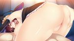  1girl areolae armpits ass ass_grab blush breasts censored cum curvy elbow_gloves eyes_closed facial from_behind game_cg gloves hat highres huge_ass isekai_lovers!:_kyonyuu_no_yuushatachi_wa_choroin large_breasts legs long_hair lying no_panties penis puffy_nipples pussy red_hair thick_thighs thighs toma_(asagayatei) 