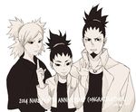  2boys bad_id bad_pixiv_id black_hair family father_and_son husband_and_wife long_hair monochrome mother_and_son multiple_boys nara_shikadai nara_shikamaru naruto naruto_(series) parpar_(kimwu15) quad_tails spoilers temari 