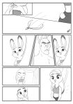  2018 bandanna beauty_mark black_and_white clothing comic crop_top disney ears_down ears_up fan_character female frown glare jewelry judy_hopps lagomorph male mammal monochrome necklace rabbit sarong shirt simple_background size_difference smile tribal tube_top walloruss white_background zootopia 