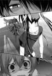  angry close-up comic different_shadow highres kasuga_ayumu_(haruhipo) lolory lying magical_girl monochrome multiple_girls official_art ominous_shadow on_back ore_twintail_ni_narimasu scared shaded_face shadow tears trembling tsube_aika twintails you_gonna_get_raped 