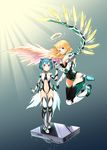  alpha_(acerailgun) android angel angel_wings animal_ears asymmetrical_wings bad_deviantart_id bad_id blonde_hair blue_eyes blue_hair boots borrowed_character breasts cassie_(acerailgun) cat_ears cleavage cyborg error feathered_wings floating halo hoshi_usagi jewelry large_breasts long_hair mechanical_arm mechanical_wings multiple_girls necklace original pink_hair smile sparkle standing sunlight thigh_boots thighhighs wings 