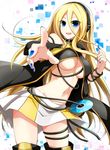  blonde_hair blue_eyes breasts large_breasts lily_(vocaloid) long_hair red-eyes_macadamiachoco solo underboob vocaloid 