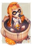  bad_id bad_tumblr_id bangs blunt_bangs domino_mask eating food fruit highres ink inkling licking long_hair lucky_clover_(luckyxclover) mask minigirl orange orange_eyes orange_hair orange_slice partially_submerged pointy_ears short_hair_with_long_locks sidelocks solo splatoon_(series) splatoon_1 squid tentacle_hair 