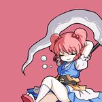  aratami_isse dress onozuka_komachi puffy_short_sleeves puffy_sleeves red_hair scythe short_hair short_sleeves sleeping smile touhou two_side_up 