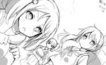  akebono_(kantai_collection) bell dated flower greyscale hair_bell hair_flower hair_ornament jingle_bell kaga_(kantai_collection) kantai_collection long_hair looking_at_viewer monochrome multiple_girls sazanami_(kantai_collection) short_hair side_ponytail sketch wara_(warapro) 