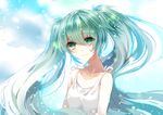  green_eyes green_hair hatsune_miku highres long_hair nevakuma_(fanfanas) solo tears twintails upper_body vocaloid 