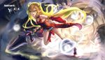  bare_shoulders battle_mage_(dungeon_and_fighter) blonde_hair detached_sleeves dungeon_and_fighter highres horns long_hair mage_(dungeon_and_fighter) wangchuan_de_quanyan weapon yellow_eyes 