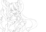  1girl artist_request bow genderswap hair_bow long_hair mitsuka_souji monochrome ore_twintail_ni_narimasu red_eyes red_hair tail_red tailred tentacle twintails very_long_hair 
