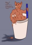  5_fingers animate_inanimate anthro canine cup dialogue food_creature grey_background male mammal melting milkshake simple_background solo straw text what wolf wolfsketchinjeff 