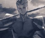  earrings fate/stay_night fate_(series) gae_bolg jewelry lancer male_focus polearm red_eyes solo spear spot_color taa_(acid) weapon 