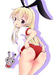  adjusting_buruma adjusting_clothes animal_ears ass blonde_hair bunny_ears buruma fake_animal_ears gym_uniform hogeroh kantai_collection long_hair looking_back panties panties_under_buruma pink_panties purple_eyes rensouhou-chan shimakaze_(kantai_collection) solo underwear 