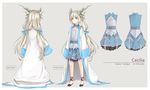  artist_name blind border borrowed_character cecilia_(acerailgun) character_name character_sheet coat dress full_body horns long_hair long_sleeves miss-ariellia multiple_views original shoes simple_background twintails very_long_hair white_border white_hair wide_sleeves witch yellow_eyes 
