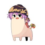  :d amakoke black_eyes blush_stickers bowl bowl_hat dual_persona hat japanese_clothes kimono miracle_mallet open_mouth purple_hair red_eyes riding short_hair simple_background size_difference smile su----per_cute sukuna_shinmyoumaru touhou white_background 