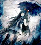  al_bhed_eyes bad_id bad_pixiv_id bow dutch_angle faux_traditional_media grey_eyes grey_hair hair_bow hair_ribbon hanchan holding holding_umbrella long_hair looking_at_viewer necktie open_mouth original parasol parted_lips ribbon shirt skirt sleeveless sleeveless_shirt solo standing thighhighs umbrella very_long_hair zettai_ryouiki 