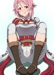  armor blush breastplate gloves hair_ornament hairclip highres lisbeth lisbeth_(sao-alo) pink_eyes pink_hair ps3c0d8f pussy short_hair smile solo spread_legs sword_art_online uncensored 