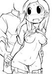  1boy 1girl areolae bent_over breasts faceless faceless_male looking_back monochrome nichijou nipples pussy sex standing tamamura_(nichijou) uncensored zubatto 