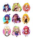  :d ;d ahoge apron aqua_eyes bad_id bad_twitter_id black_skirt black_wings blonde_hair blue_eyes blue_skirt bow braid broom chibi flower gradient_hair green_hair hair_bow hair_flower hair_ornament hay japanese_clothes jinguu_shion jinguu_yakumo long_hair looking_at_viewer miko mikura_touyoko military military_uniform miyabi_mahore multicolored_hair multiple_girls natsu_hotaru one_eye_closed open_mouth original pink_eyes purple_hair red_eyes red_hair red_skirt ribbon school_uniform serafuku short_hair single_braid skirt smile twin_braids twintails uniform wings 