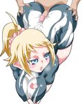  1boy 1girl artist_request ass blonde_hair blue_eyes bodysuit breasts buttjob cum ejaculation erect_nipples gundam gundam_build_fighters gundam_build_fighters_try hanging_breasts hoshino_fumina huge_ass large_breasts ohako9 penis pointy_breasts ponytail skin_tight uncensored 