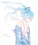  39 2014 bikini_top blue_eyes blue_hair character_name copyright_name dated floating_hair front-tie_top hatsune_miku long_hair marumoru off_shoulder solo twintails vocaloid 