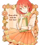  1girl akagami_no_shirayukihime book copyright_name dress file green_eyes holding paper pharmacist red_hair shirayuki_(akagami_no_shirayukihime) shirayuki_(ans) short_hair vest 