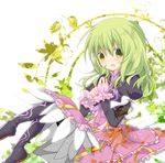  bad_id bad_pixiv_id boots elize_lutus frills green_eyes green_hair long_hair looking_at_viewer nana_kusun open_mouth purple_footwear solo tales_of_(series) tales_of_xillia 